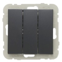 Триклавішний вимикач Logus 21088 TPM 10АХ 250В (чорний матовий)