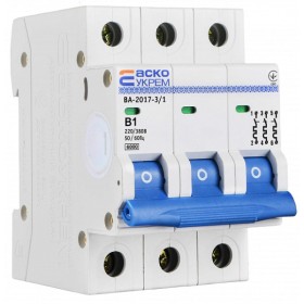 Модульный автоматический выключатель Аско-Укрем ВА-2017/B 3р 1А (A0010170058)
