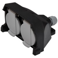 Розетка кабельна 2-місна ETI ERS-2CM 2Р+РЕ Schuko каучук IP44 чорна