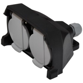 Розетка кабельная 2-местная ETI ERS-2CM 2Р+РЕ Schuko каучук IP44 черная