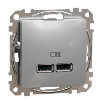 USB розетка Schneider Electric Sedna Design & Elements A+A 2,1A алюминий SDD113401