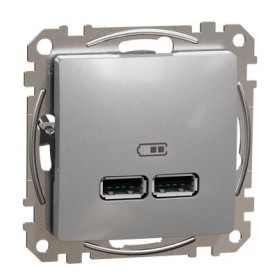 USB розетка Schneider Electric Sedna Design & Elements A+A 2,1A алюміній SDD113401
