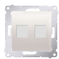 Прямая информационная розетка Kontakt Simon Simon 54 Premium DKP2.01/41 под 2xRJ45 Keystone с суппортом (кремовый)