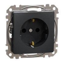 Розетка Schneider Electric Sedna Design & Elements с заземлением и шторками черная SDD114022