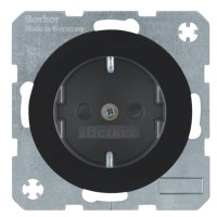 Розетка черная с з/к и шторками Berker R.x
