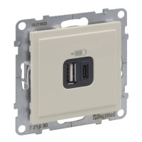 Розетка USB тип А+C 12Вт+15Вт 5В Legrand SUNO (слонова кістка) 721230