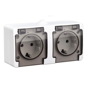 Розетка двойная с з/к и крышкой Gunsan Nemli