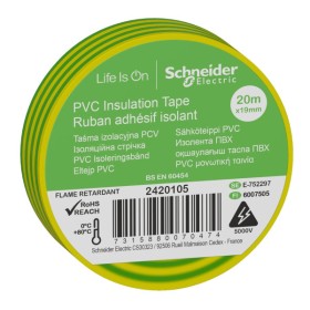 Ізоляційна стрічка Schneider Electric 2420105 19ммх20м жовто/зелена