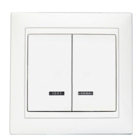 Подвійний вимикач Elcor Emily 9215 (211552) з підсвічуванням (білий)