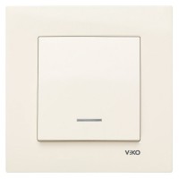 Вимикач 1-клавішний з підсвічуванням, кремовий, VIKO Karre