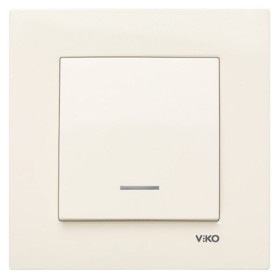 Вимикач 1-клавішний з підсвічуванням, кремовий, VIKO Karre