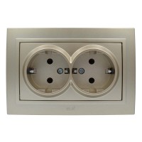 Розетка ELBI ZENA Silverline титан 2-на з заземленням ( 500-011400-907 )