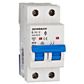 Автоматичний вимикач 16А 2P 6кА х-ка B, Schrack