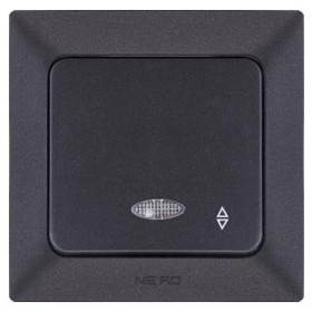 Прохідний вимикач 1-клавішний NE-AD ARAS 93-124-05-I з led-підсвіткою чорний