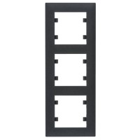 Вертикальная трехместная рамка Hager WL5633 Lumina-Intense 3X (черная)