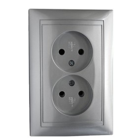 Подвійна розетка Elcor Emily 9215 (211569) без заземлення (сірий металік)