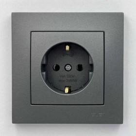 Розетка EL-BI VEGA антрацит матовый 1-я с заземлением ( 510-016700-217 )