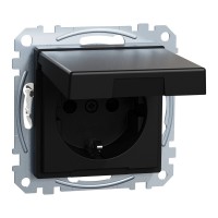 Механізм розетки SCHUKO з кришкою та захисними шторками Merten System M, MEG2310-0403 (матовий чорний)