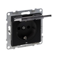 Розетка 2К+З 16А/250В с защитными шторками и крышкой Legrand SUNO (чорный) 721427
