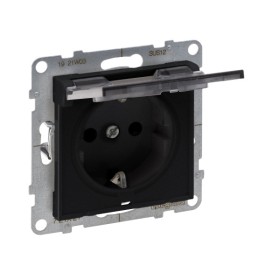 Розетка 2К+З 16А/250В с защитными шторками и крышкой Legrand SUNO (чорный) 721427