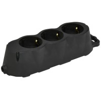 Блок розеток 3-місний ETI ERS-3B 3x2Р+РЕ каучук IP20 чорний (4481010)