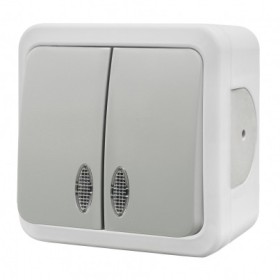 Накладний 2-кл вимикач NE-AD MULTIMA 92-51-03-I з led-підсвіткою білий