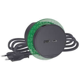 Встраиваемый в стол розеточный блок Schneider Electric INS44009 USB тип А+тип С (антрацит)