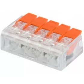 Сполучна клема Delux на 5 дротів 0.75-2.5мм2 прозора (90015259)