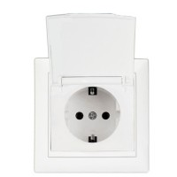 Розетка Elcor Emily 9215 (211579) із заземленням із захисними шторками з кришкою (білий)