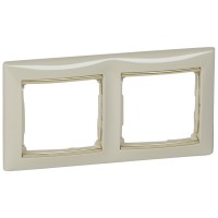 Рамка двойная Valena горизонтальная слоновая кость/золото