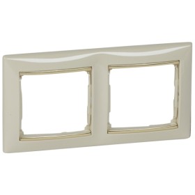 Рамка двойная Valena горизонтальная слоновая кость/золото