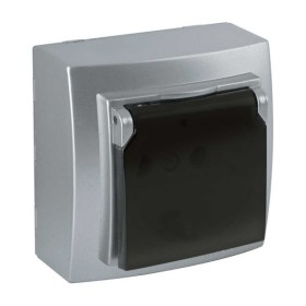 Розетка Nilson Themis срібло 1-на з заземленням з кришкою ( 26131018 )