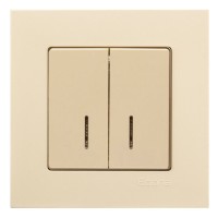 Вимикач 2-клавішний із підсвічуванням Gunsan Eqona крем