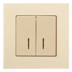 Выключатель 2-клавишный с подсветкой Gunsan Eqona крем