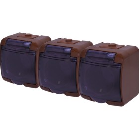 Розетка трехместная Eti Hermetics RHE-3sd-KR с з/к IP54 коричнневая/прозрачная крышка (4668055)