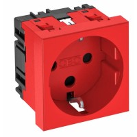 Розетка OBO Bettermann modul 45 з заземленням та шторками 250В 16A 0˚ червона (6120014)