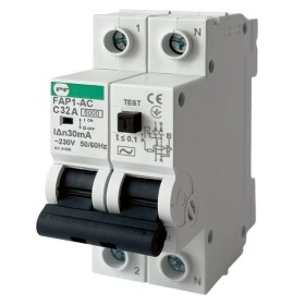 Автомат захисного відключення Promfactor FAP1-AC "C" 32А/0,03A 2P 6кА (FAP01C32030AC)