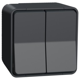 Накладний прохідний 2-клавішний перемикач Schneider Electric MUR35022 (сх.6+6) IP55 (чорний)