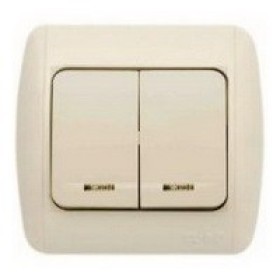 Выключатель ELBI ZIRVE Fixline кремовый 2кл с подсветкой (501-010301-203)