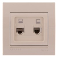 Розетка комп'ютер + телефон, кремова, Deriy, Lezard