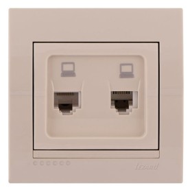 Розетка компьютер + телефон, кремовая, Deriy, Lezard