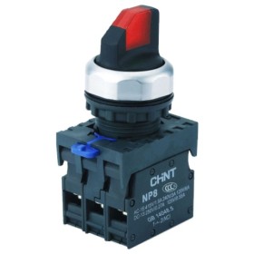 Перемикач Chint NP8-11XD/214 1NO+1NC AC 110В-230В 2 положення з підсвіткою з фіксацією червона IP65 (667150)