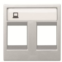 Двойная накладка коммуникационной розетки ABB Zenit N2218.2 PL 2М (серебро)