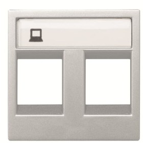 Двойная накладка коммуникационной розетки ABB Zenit N2218.2 PL 2М (серебро)