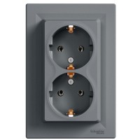 Двойная розетка Schneider Electric Asfora EPH9900162 с заземлением (сталь)