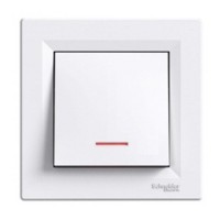 Выключатель кнопочный 1-клавишный с подсветкой белый Asfora, EPH1600121