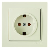 Розетка Nilson Thor кремова 1-на з заземленням з шторкою ( 27121019 )