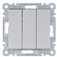 Трехклавишный выключатель Hager WL0072 Lumina 10АХ/230В (серебристый)
