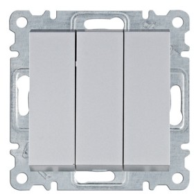 Трехклавишный выключатель Hager WL0072 Lumina 10АХ/230В (серебристый)