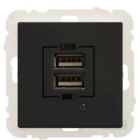 Розетка Logus 45439 TPM USB Charger type «A» 2А (черная матовая)